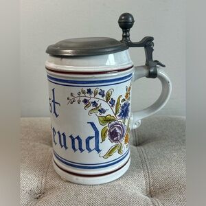 VTG Original Gerzit Hand Painted Stein Cheers My Friend In German Oktoberfest